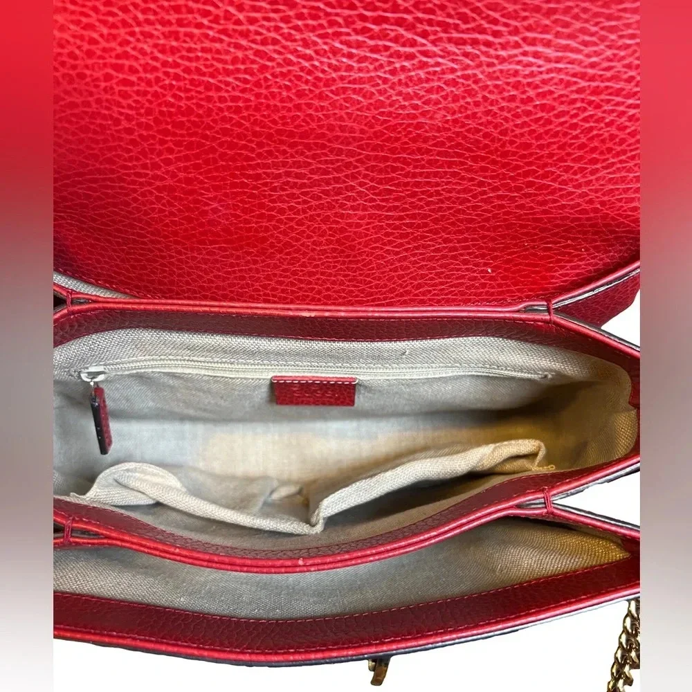 GUCCI Dollar Calfskin Interlocking G Shoulder Bag Red - Picture 5 of 14